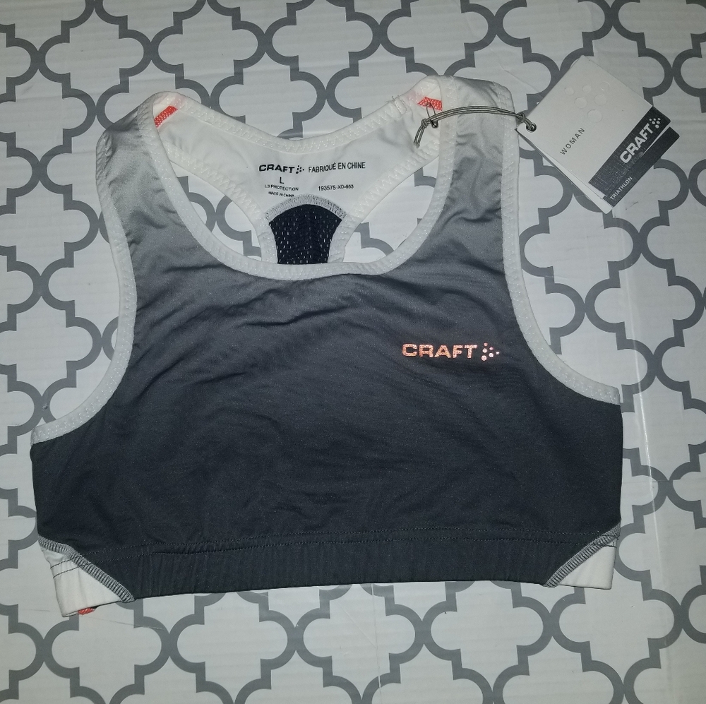 Craft Charcoal and White Sports Bra